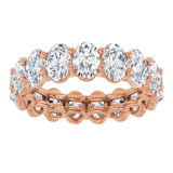 14K Gold Oval Natural Diamond Low Profile Eternity Band - 6x4mm Stones (Style 689503) - Rose Gold - view 3