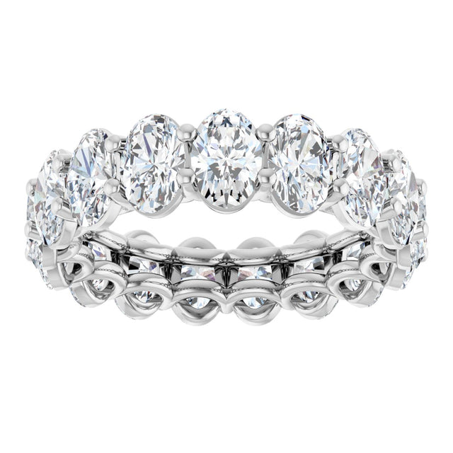14K Gold Oval Lab-Grown Diamond Low Profile Eternity Band - 6x4mm Stones (Style 689503) - White Gold - view 3