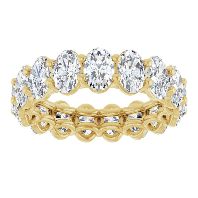 14K Gold Oval Natural Diamond Low Profile Eternity Band - 6x4mm Stones (Style 689503) - Yellow Gold - view 3