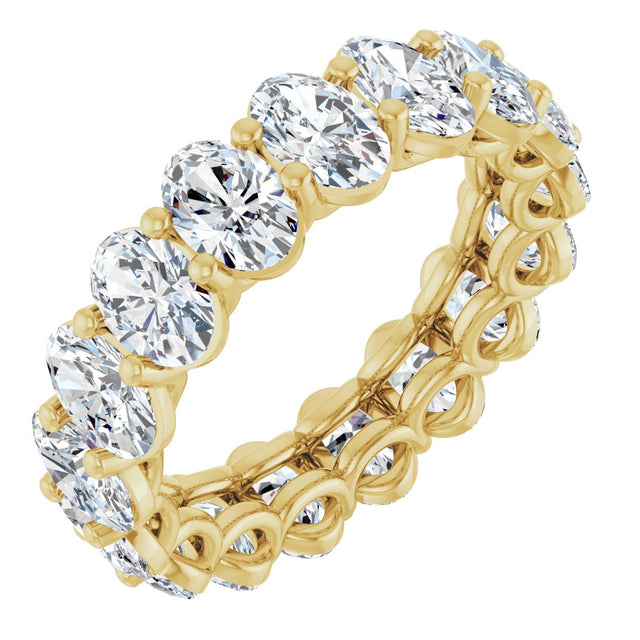 14K Gold Oval Natural Diamond Low Profile Eternity Band - 6x4mm Stones (Style 689503) - Yellow Gold