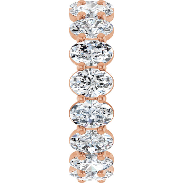 14K Gold Oval Natural Diamond Low Profile Eternity Band - 6x4mm Stones (Style 689503) - Rose Gold - view 4