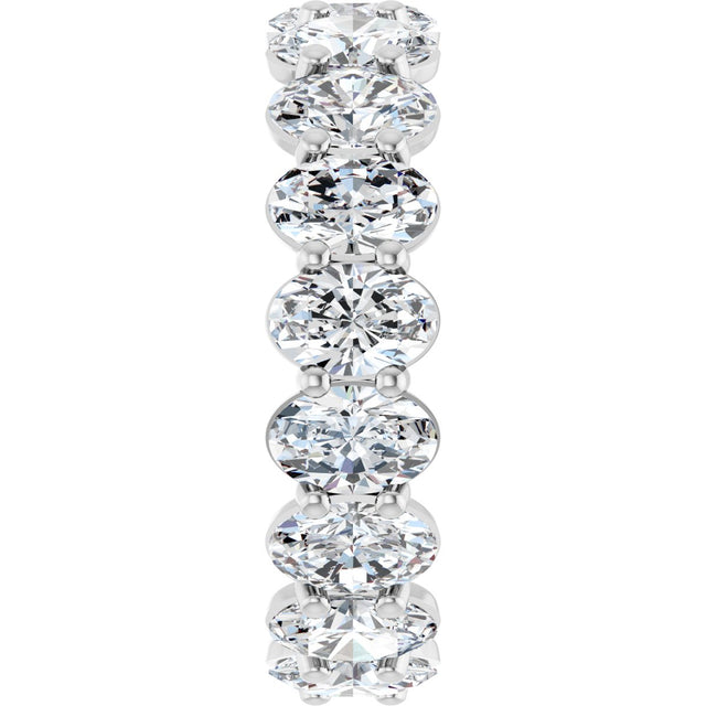 14K Gold Oval Natural Diamond Low Profile Eternity Band - 6x4mm Stones (Style 689503) - White Gold - view 4