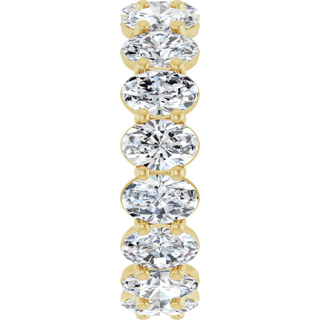 14K Gold Oval Natural Diamond Low Profile Eternity Band - 6x4mm Stones (Style 689503) - Yellow Gold - view 4