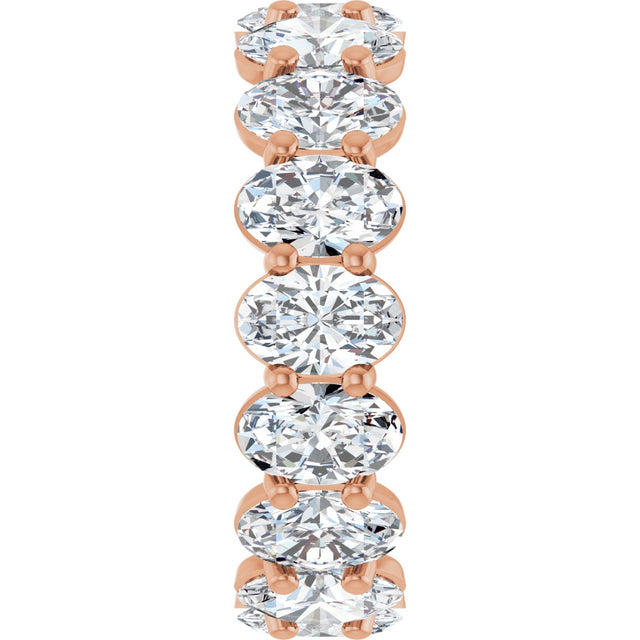 14K Gold Oval Natural Diamond Low Profile Eternity Band - 6x4mm Stones (Style 689503) - Rose Gold - view 4
