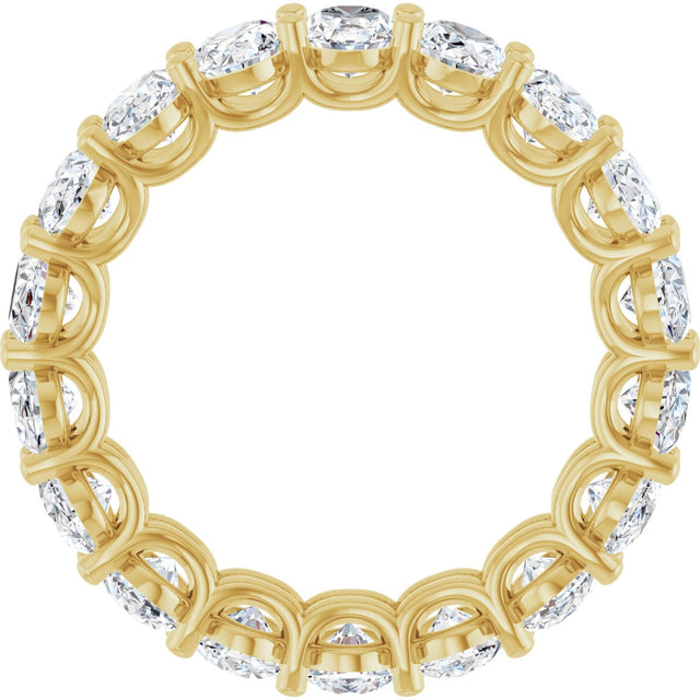14K Gold Oval Natural Diamond Low Profile Eternity Band - 6x4mm Stones (Style 689503) - Yellow Gold - view 2