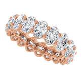 14K Gold Oval Natural Diamond Low Profile Eternity Band - 6x4mm Stones (Style 689503) - Rose Gold - view 5