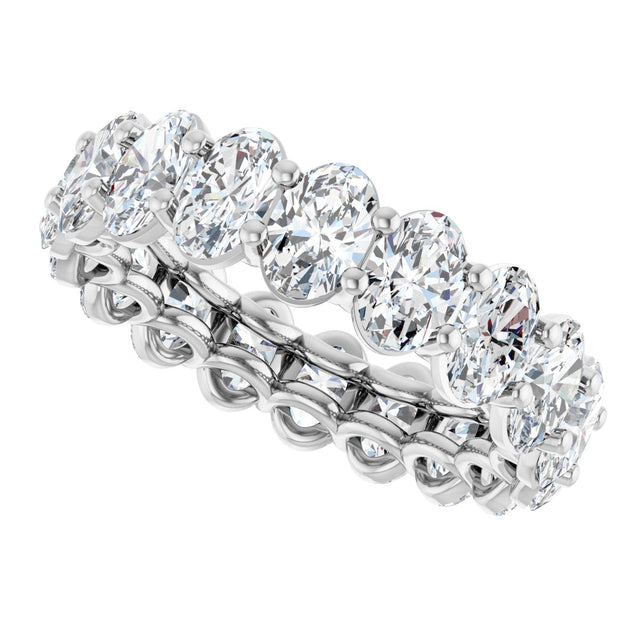 14K Gold Oval Natural Diamond Low Profile Eternity Band - 6x4mm Stones (Style 689503) - White Gold - view 5