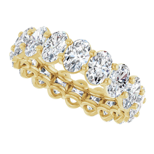 14K Gold Oval Lab-Grown Diamond Low Profile Eternity Band - 6x4mm Stones (Style 689503) - Yellow Gold - view 5