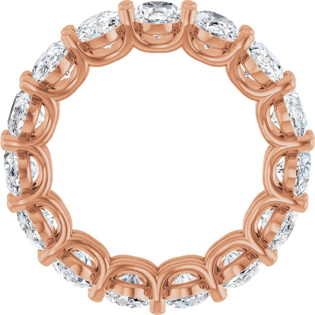 14K Gold Oval Natural Diamond Low Profile Eternity Band - 6x4mm Stones (Style 689503) - Rose Gold - view 2