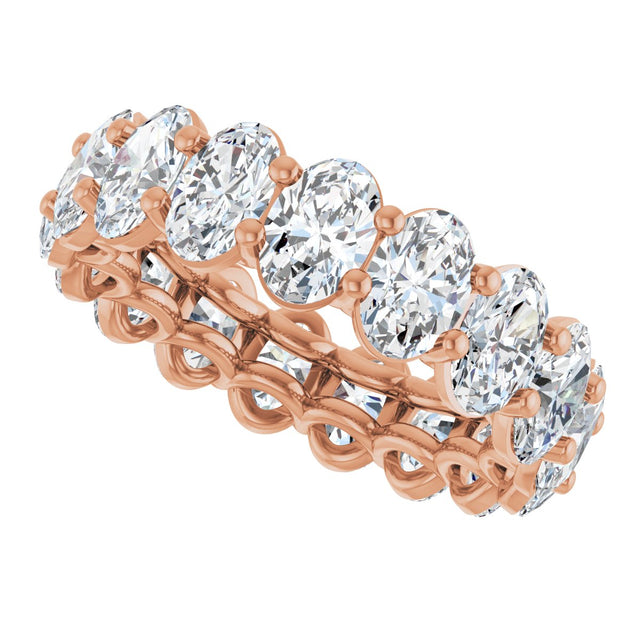 14K Gold Oval Natural Diamond Low Profile Eternity Band - 6x4mm Stones (Style 689503) - Rose Gold - view 5