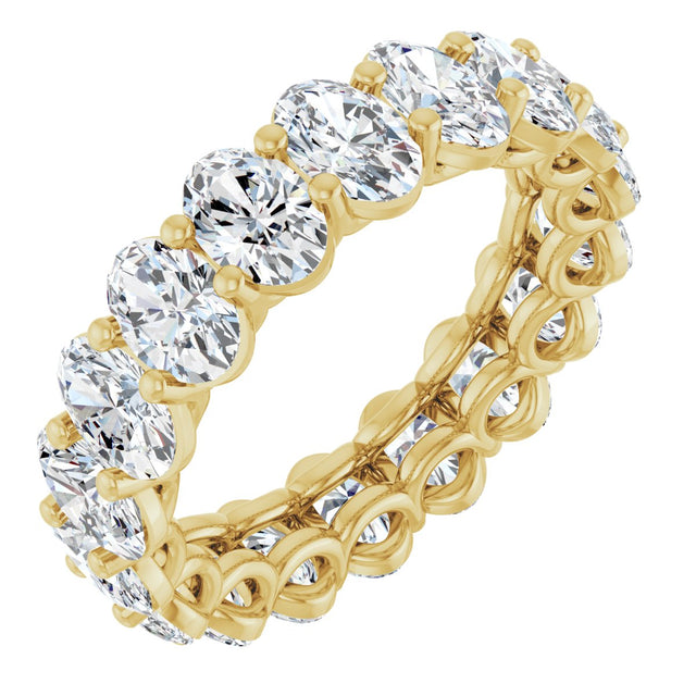 14K Gold Oval Lab-Grown Diamond Low Profile Eternity Band - 6x4mm Stones (Style 689503) - Yellow Gold