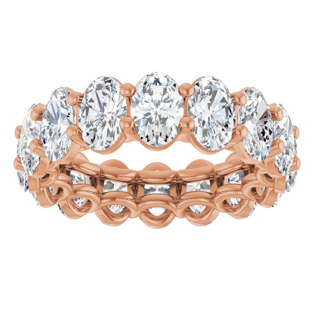 14K Gold Oval Natural Diamond Low Profile Eternity Band - 6x4mm Stones (Style 689503) - Rose Gold - view 3