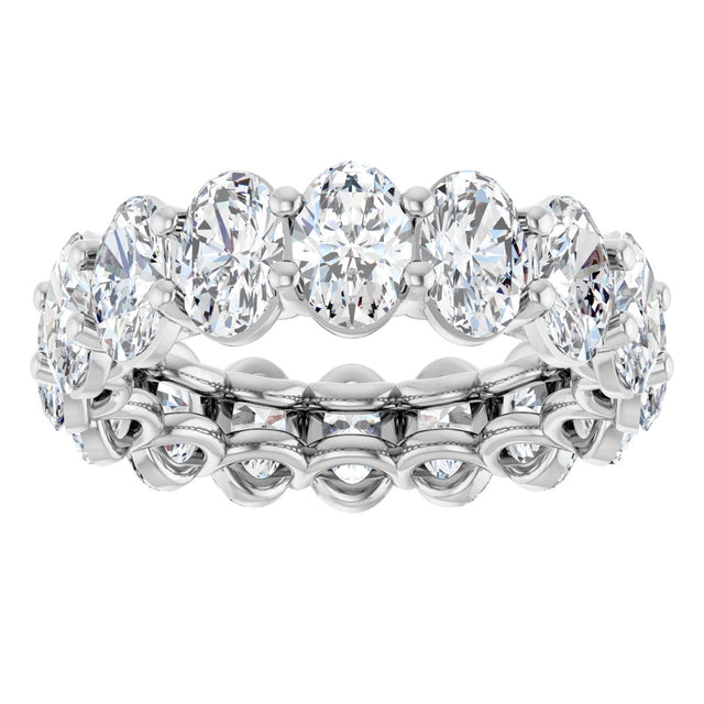 14K Gold Oval Lab-Grown Diamond Low Profile Eternity Band - 6x4mm Stones (Style 689503) - White Gold - view 3