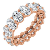 14K Gold Oval Natural Diamond Low Profile Eternity Band - 6x4mm Stones (Style 689503) - Rose Gold