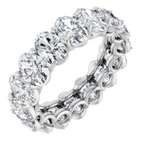 14K Gold Oval Natural Diamond Low Profile Eternity Band - 6x4mm Stones (Style 689503) - White Gold