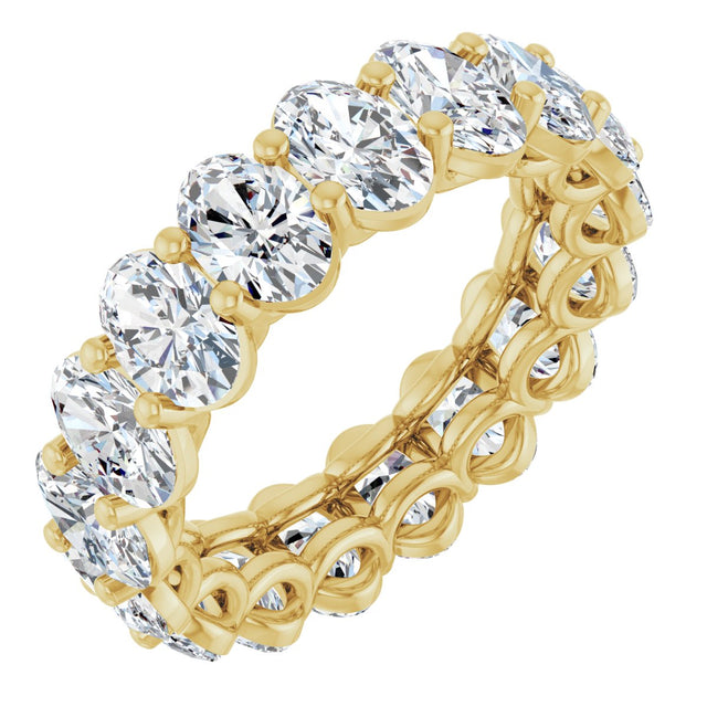 14K Gold Oval Lab-Grown Diamond Low Profile Eternity Band - 6x4mm Stones (Style 689503) - Yellow Gold