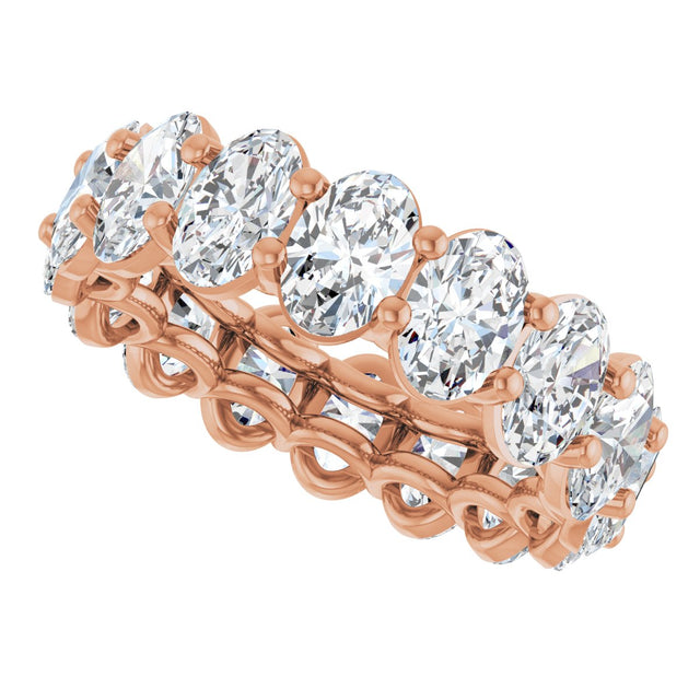 14K Gold Oval Natural Diamond Low Profile Eternity Band - 6x4mm Stones (Style 689503) - Rose Gold - view 5