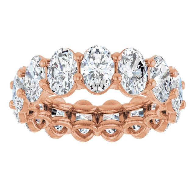 14K Gold Oval Natural Diamond Low Profile Eternity Band - 6x4mm Stones (Style 689503) - Rose Gold - view 3