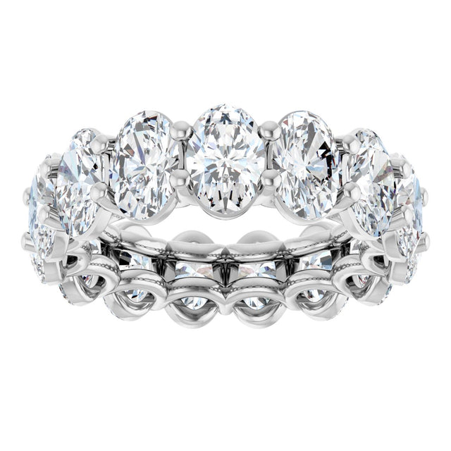 Platinum Oval Natural Diamond Low Profile Eternity Band - 6x4mm Stones (Style 689503) - view 3