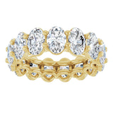 14K Gold Oval Natural Diamond Low Profile Eternity Band - 6x4mm Stones (Style 689503) - Yellow Gold - view 3