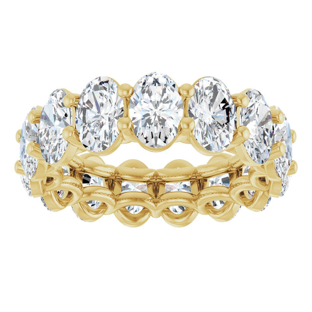 14K Gold Oval Natural Diamond Low Profile Eternity Band - 6x4mm Stones (Style 689503) - Yellow Gold - view 3