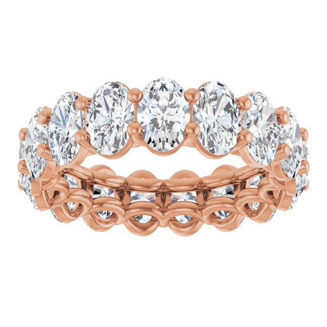 14K Gold Oval Lab-Grown Diamond Low Profile Eternity Band - 6x4mm Stones (Style 689503) - Rose Gold - view 3