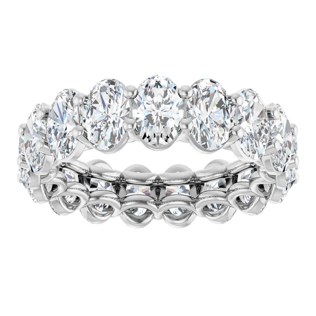 14K Gold Oval Lab-Grown Diamond Low Profile Eternity Band - 6x4mm Stones (Style 689503) - White Gold - view 3