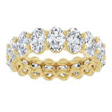 14K Gold Oval Natural Diamond Low Profile Eternity Band - 6x4mm Stones (Style 689503) - Yellow Gold - view 3