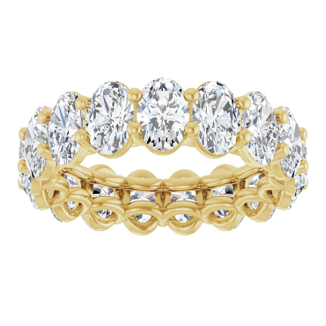 14K Gold Oval Natural Diamond Low Profile Eternity Band - 6x4mm Stones (Style 689503) - Yellow Gold - view 3