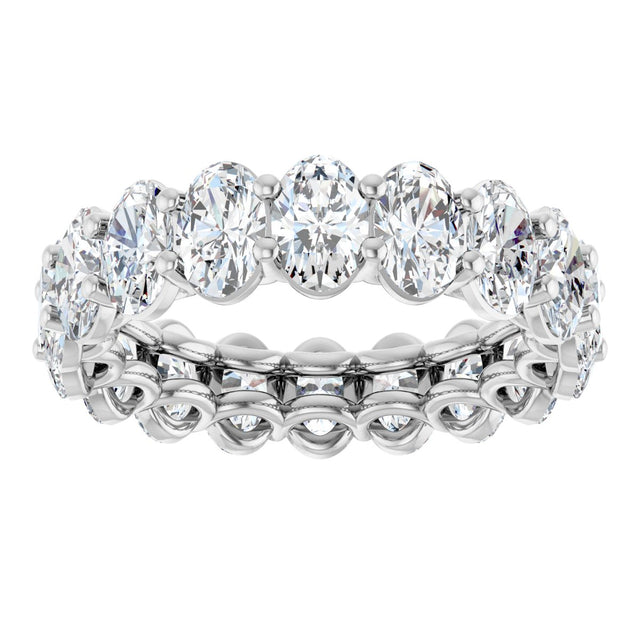 14K Gold Oval Natural Diamond Low Profile Eternity Band - 6x4mm Stones (Style 689503) - White Gold - view 3