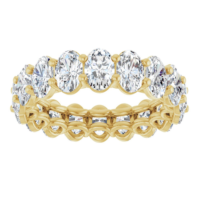 14K Gold Oval Natural Diamond Low Profile Eternity Band - 6x4mm Stones (Style 689503) - Yellow Gold - view 3