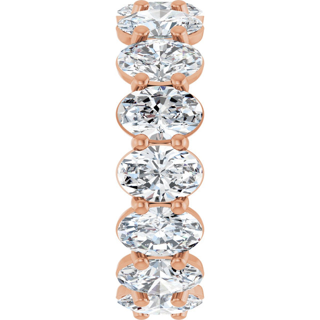 14K Gold Oval Natural Diamond Low Profile Eternity Band - 6x4mm Stones (Style 689503) - Rose Gold - view 4