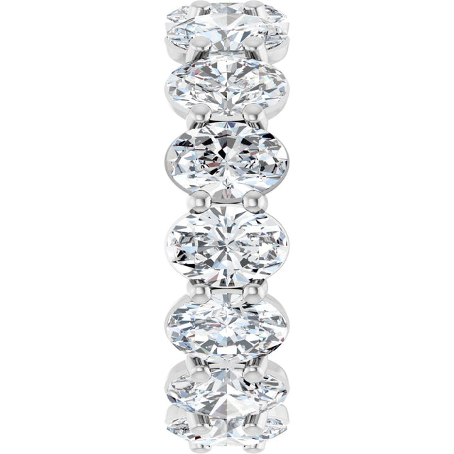 14K Gold Oval Natural Diamond Low Profile Eternity Band - 6x4mm Stones (Style 689503) - White Gold - view 4