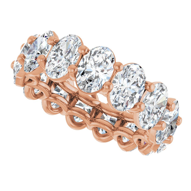 14K Gold Oval Lab-Grown Diamond Low Profile Eternity Band - 6x4mm Stones (Style 689503) - Rose Gold - view 5