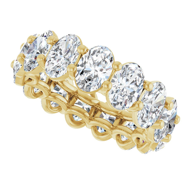 14K Gold Oval Natural Diamond Low Profile Eternity Band - 6x4mm Stones (Style 689503) - Yellow Gold - view 5
