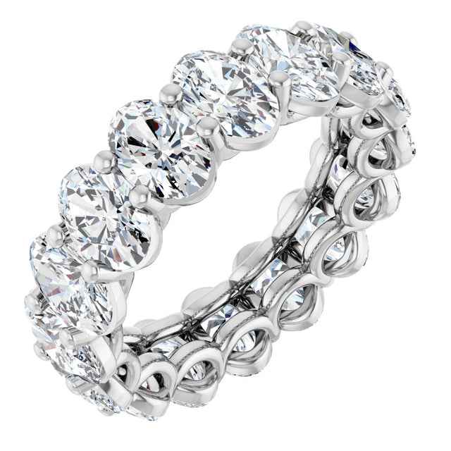 14K Gold Oval Natural Diamond Low Profile Eternity Band - 6x4mm Stones (Style 689503) - White Gold