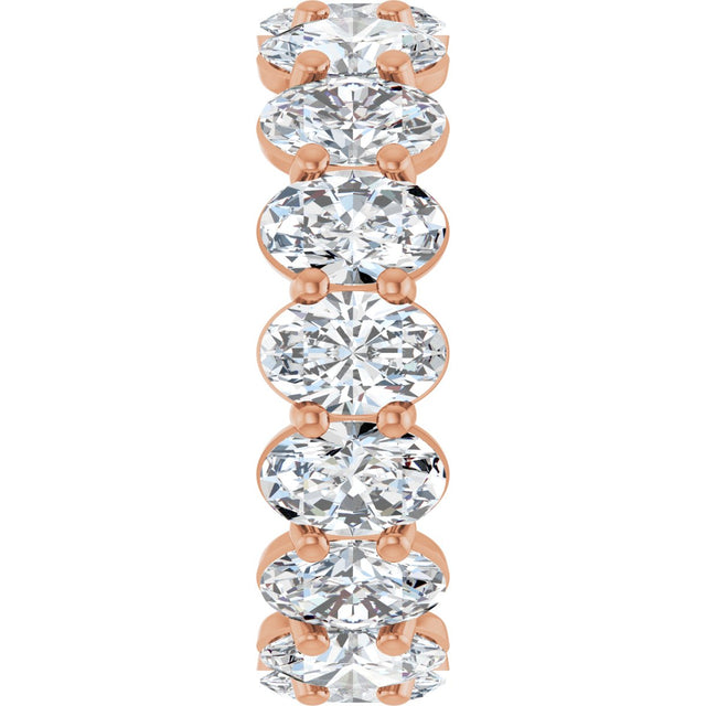 14K Gold Oval Natural Diamond Low Profile Eternity Band - 6x4mm Stones (Style 689503) - Rose Gold - view 4