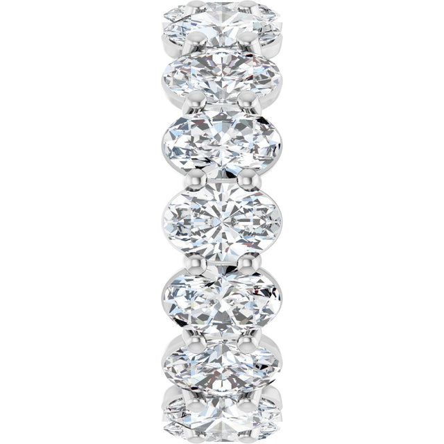 14K Gold Oval Natural Diamond Low Profile Eternity Band - 6x4mm Stones (Style 689503) - White Gold - view 4