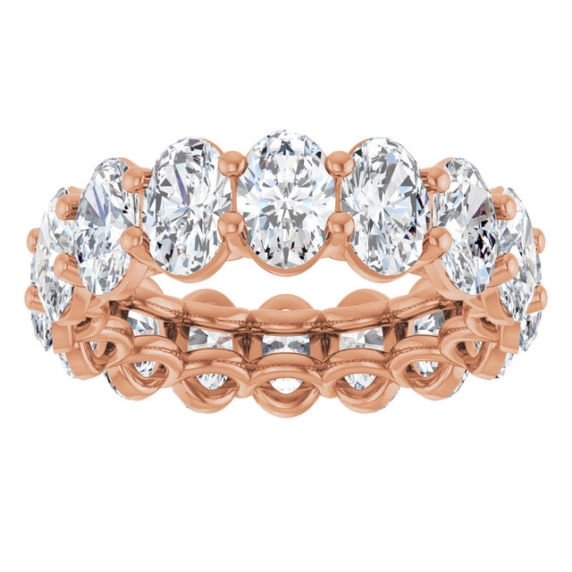 14K Gold Oval Natural Diamond Low Profile Eternity Band - 6x4mm Stones (Style 689503) - Rose Gold - view 3