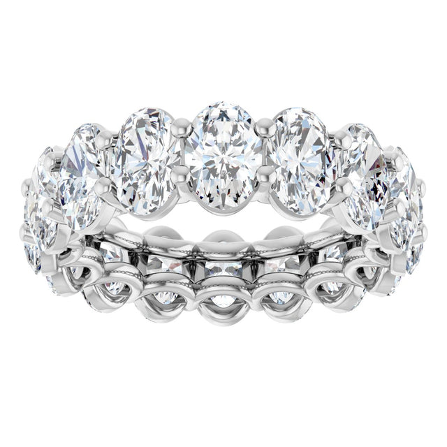 14K Gold Oval Natural Diamond Low Profile Eternity Band - 6x4mm Stones (Style 689503) - White Gold - view 3