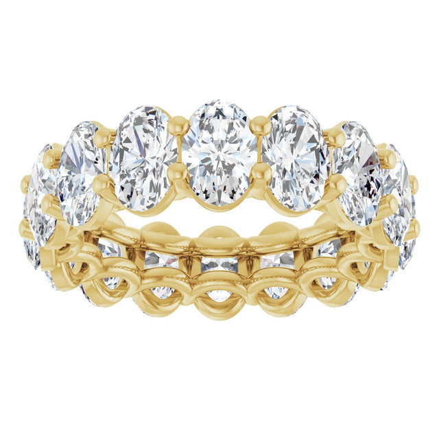 14K Gold Oval Lab-Grown Diamond Low Profile Eternity Band - 6x4mm Stones (Style 689503) - Yellow Gold - view 3
