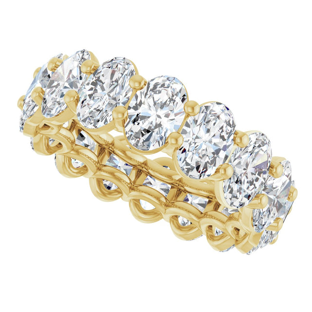 14K Gold Oval Natural Diamond Low Profile Eternity Band - 6x4mm Stones (Style 689503) - Yellow Gold - view 5