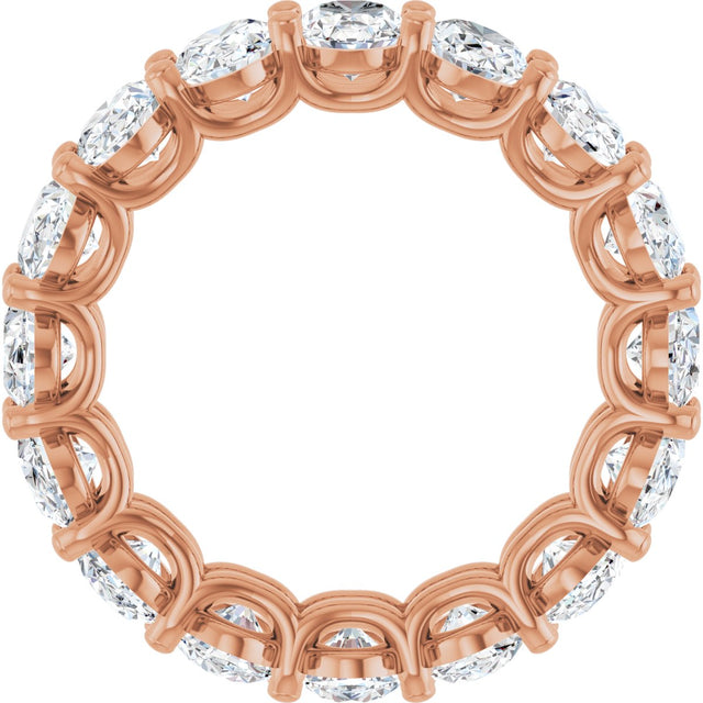 14K Gold Oval Natural Diamond Low Profile Eternity Band - 6x4mm Stones (Style 689503) - Rose Gold - view 2