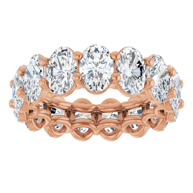 14K Gold Oval Natural Diamond Low Profile Eternity Band - 6x4mm Stones (Style 689503) - Rose Gold - view 3