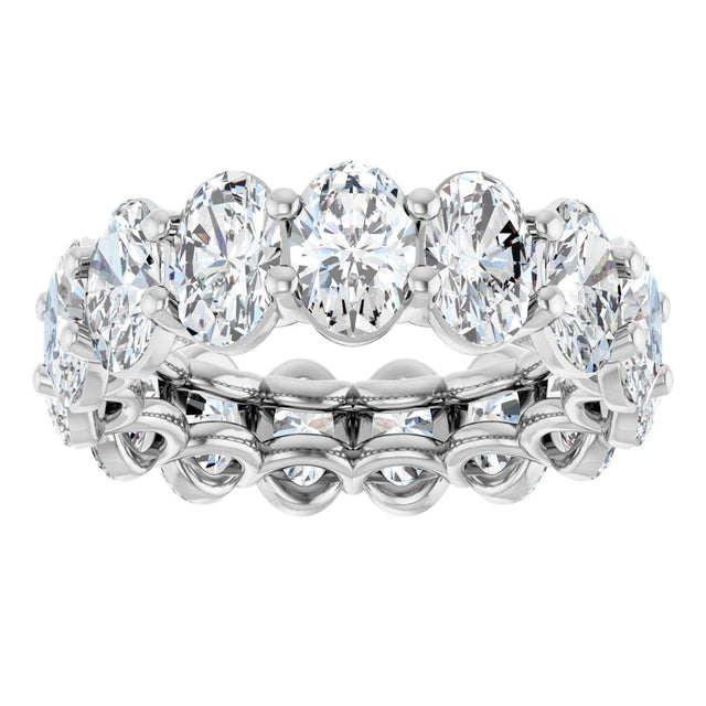 14K Gold Oval Natural Diamond Low Profile Eternity Band - 6x4mm Stones (Style 689503) - White Gold - view 3