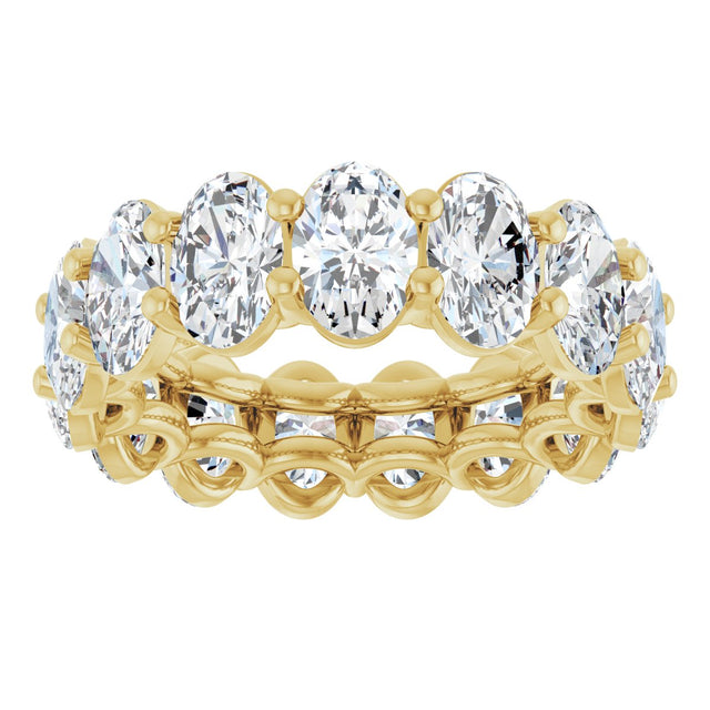 14K Gold Oval Lab-Grown Diamond Low Profile Eternity Band - 6x4mm Stones (Style 689503) - Yellow Gold - view 3