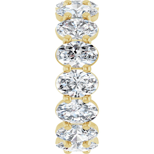 14K Gold Oval Natural Diamond Low Profile Eternity Band - 6x4mm Stones (Style 689503) - Yellow Gold - view 4