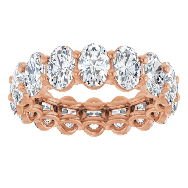 14K Gold Oval Natural Diamond Low Profile Eternity Band - 6x4mm Stones (Style 689503) - Rose Gold - view 3