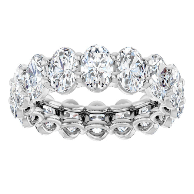 Platinum Oval Natural Diamond Low Profile Eternity Band - 6x4mm Stones (Style 689503) - view 3