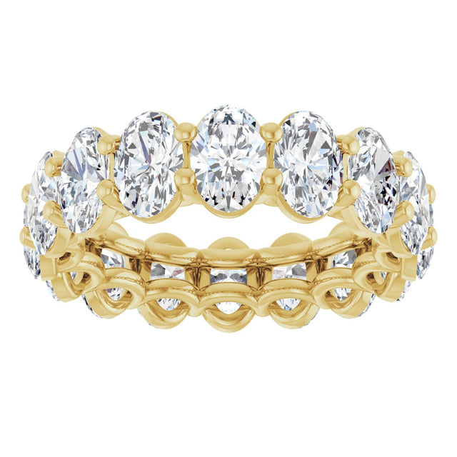 14K Gold Oval Lab-Grown Diamond Low Profile Eternity Band - 6x4mm Stones (Style 689503) - Yellow Gold - view 3